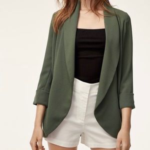 Aritzia Wilfred Women’s green Open Front Chevalier Blazer